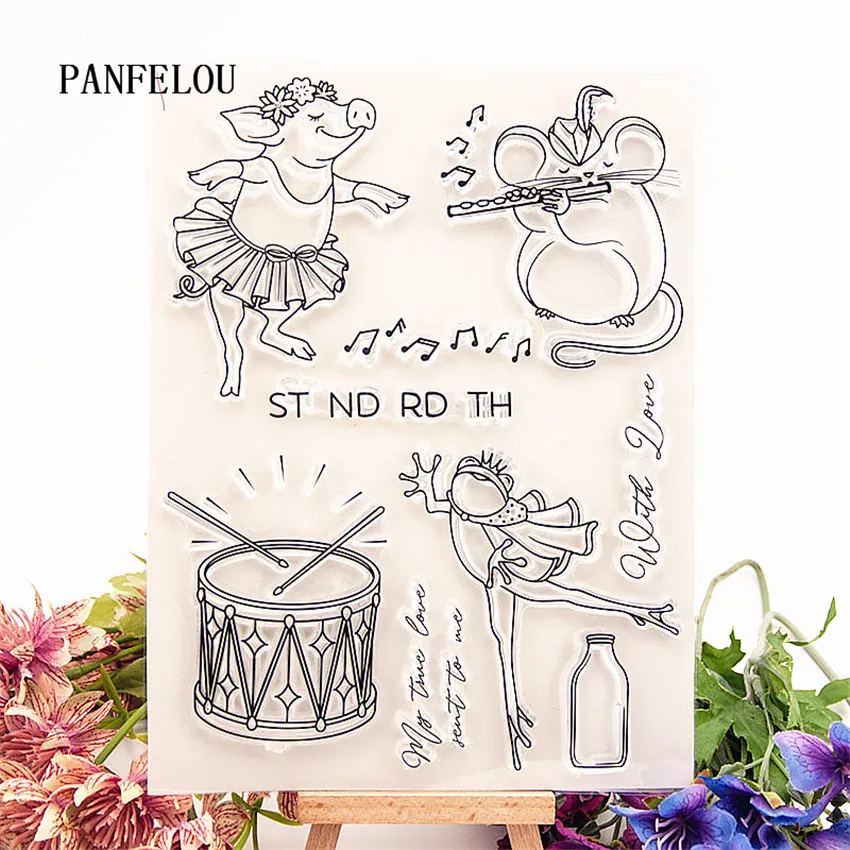 

PANFELOU A party animal Transparent Silicone Rubber Clear Stamps cartoon for Scrapbooking/DIY Christmas wedding album