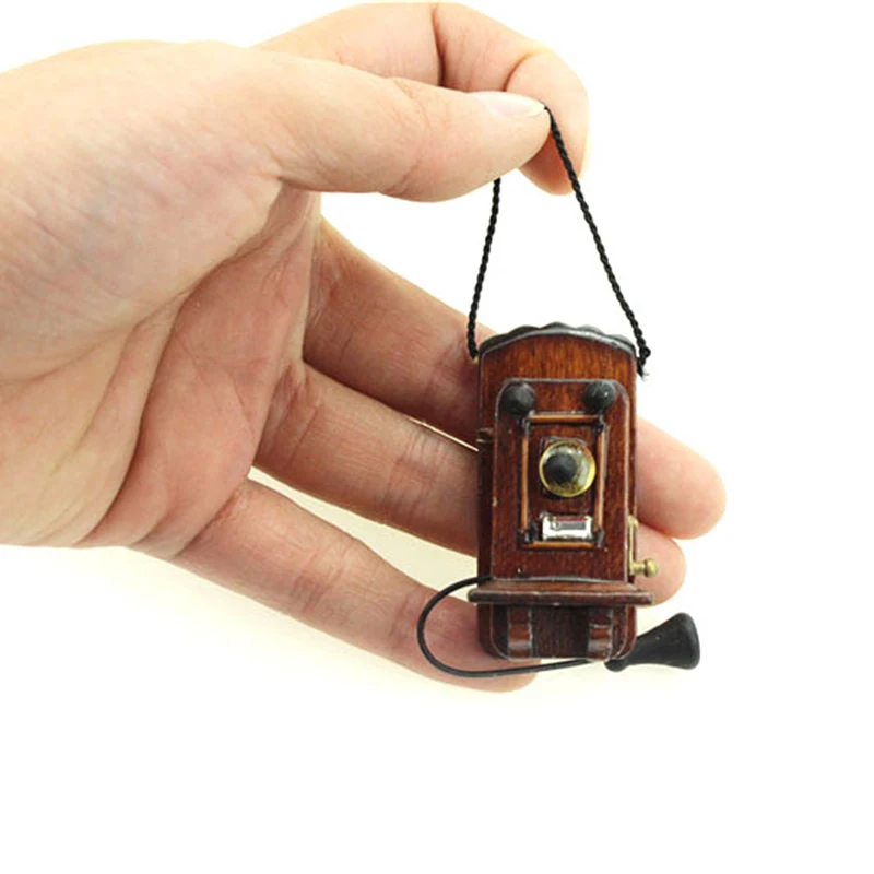 Винтажный стиль кукольный домик мебель аксессуары для гостиной спальни кухни 1:12 миниатюрный антикварный настенный телефон