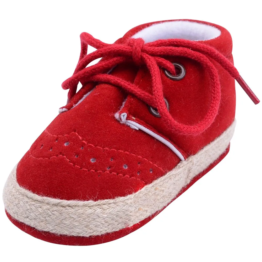 Обувь для новорожденных; Кроссовки для новорожденных мальчиков и девочек; стиль; однотонные ботиночки с хлопковой подошвой; светящаяся обувь для малышей - Цвет: Red