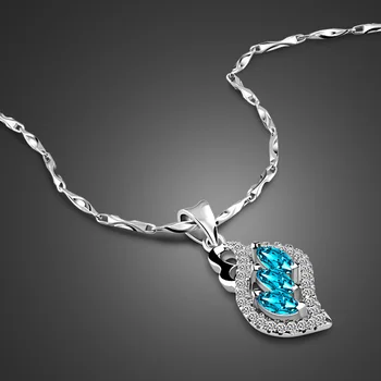 

Real 925 sterling silver Blue zircon Heart-shaped pendant necklaces fashion sterling-silver-jewelry statement necklace for Women