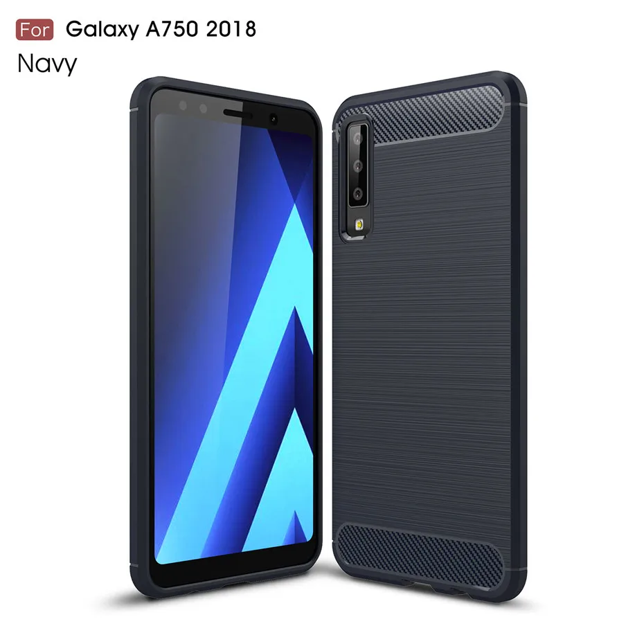 Для samsung Galaxy A7 чехол силиконовый прочная Броня силиконовый чехол для samsung A7 A750 портмоне для смартфона Fundas случаях - Цвет: Синий
