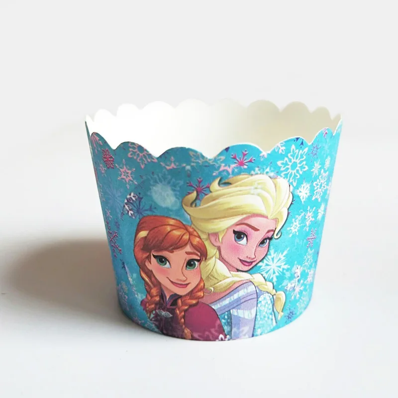 

50pcs Pretty Princess Elsa Ana Rabbits Princess Muffin Cupcake Paper Cups for wedding birthday Party Decoration Disposable Tools