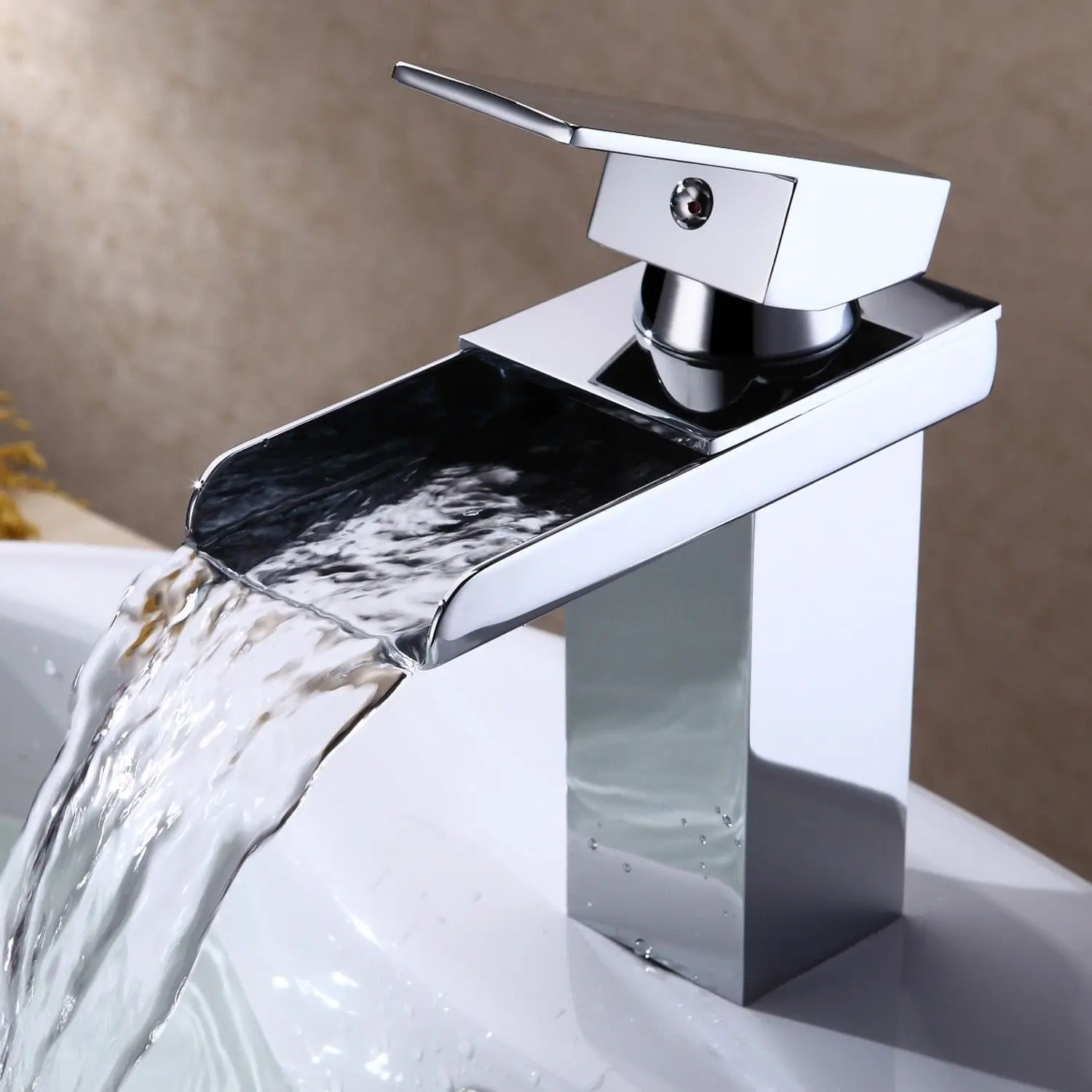 

Modern Brass Chrome Mixer Tap Waterfall Kitchen Bathroom Basin Sink Faucet Holes With Stainless Steel Pipe Cold And Hot