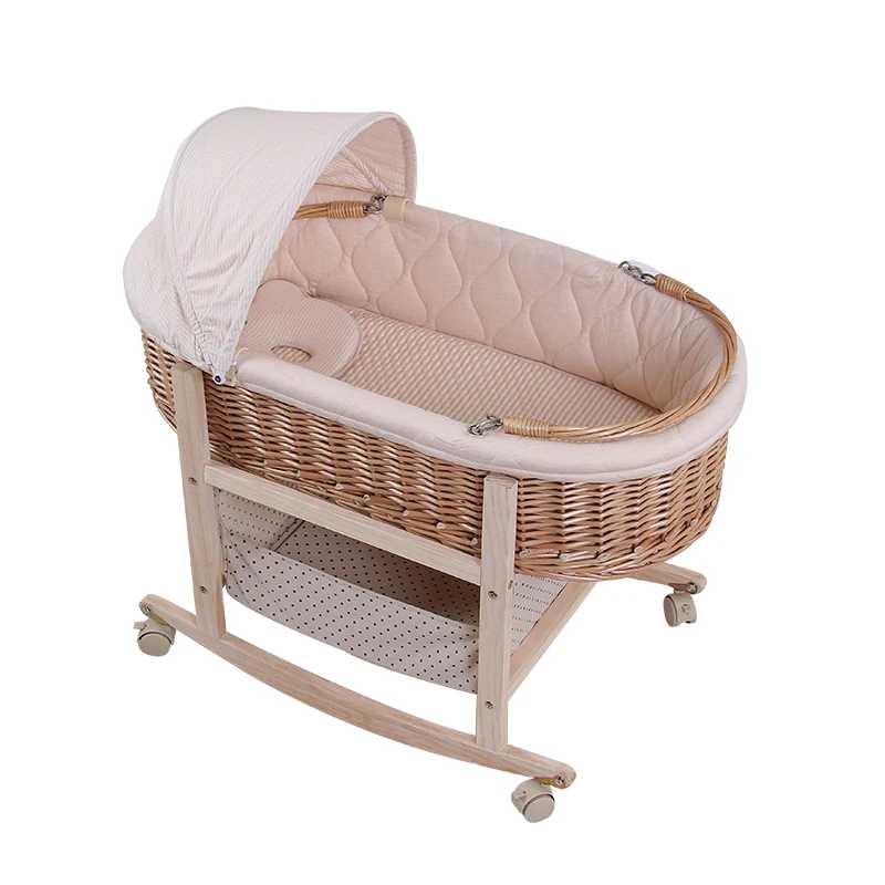 

Cradle Baby Basket Portable Basket Rattan Wicker Sleeping Basket Hanging Crib bed