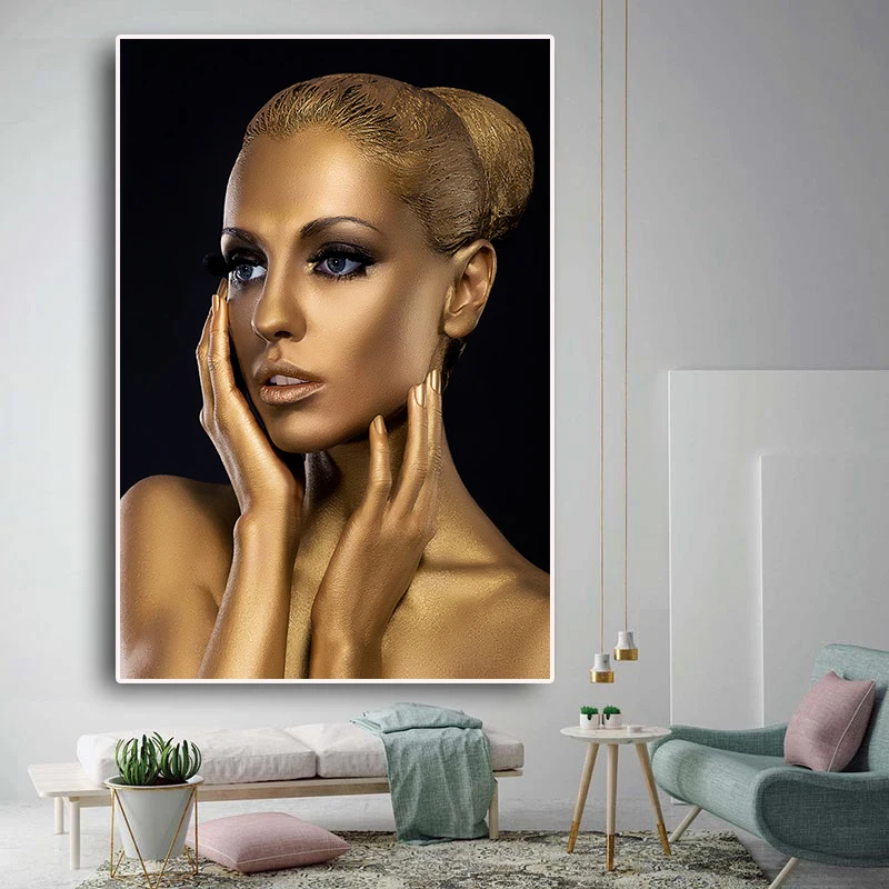 

Modern Gold Nude Girl Posters and Prints Wall Pop Art Canvas Painting Nordic Picture Home Decoration for Living Room Decorative