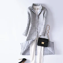 Осенне-зимнее женское пуховое пальто, тонкое, ультра легкое, утиный пух, куртки, парка, Женская длинная верхняя одежда, пальто, плюс размер, 2XL, AB913