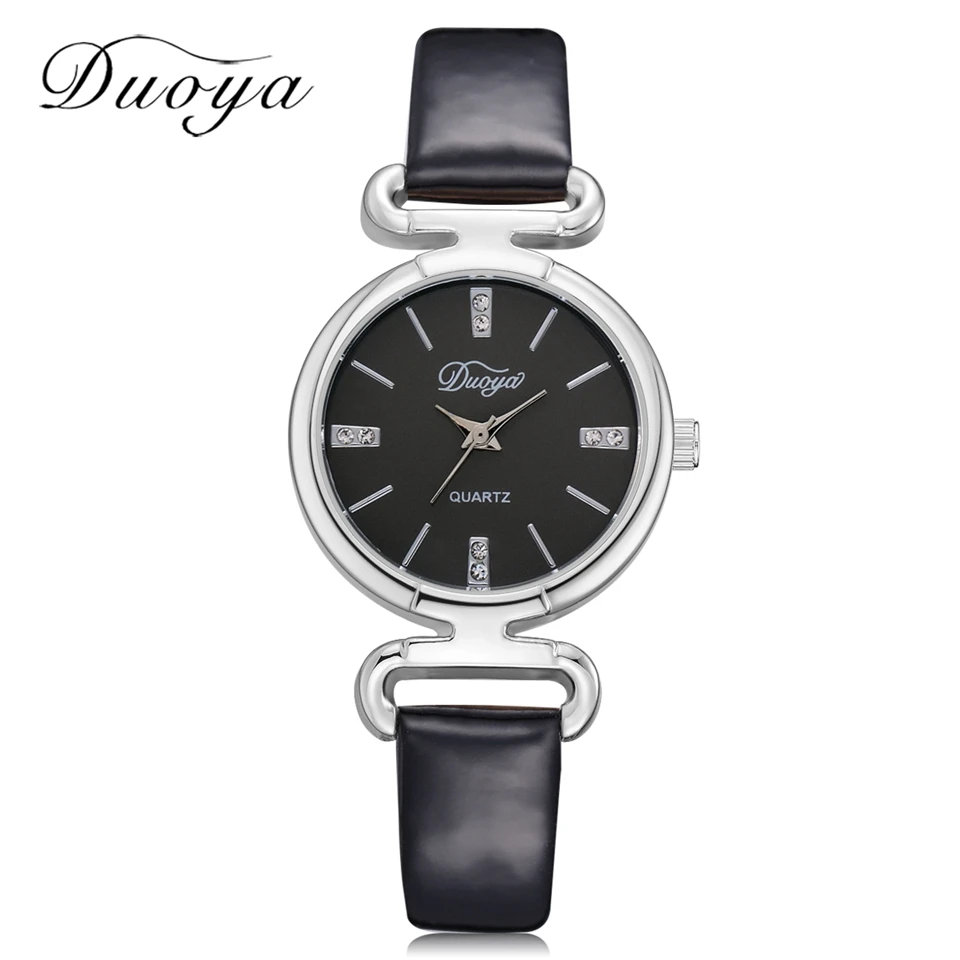 

Duoya Brand Fashion Women Luxury Dress Leather Strap Quartz Wristwatch Silver Dial Creative Simple Ladies Watches DY155