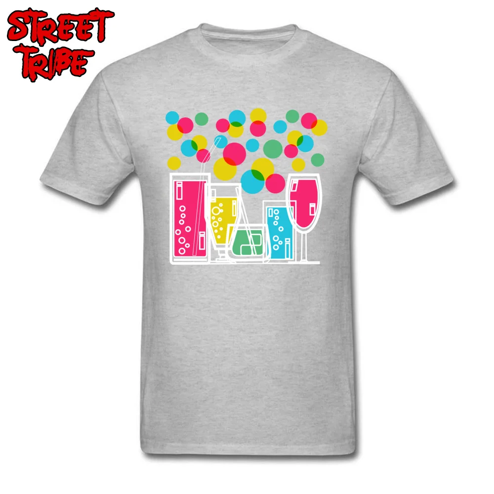 Tops T Shirt Normal Father Day Fitted Printed On Short Sleeve Pure Cotton O-Neck Men Tshirts Printed On Tops T Shirt cocktail party beer drink colorful bottle grey