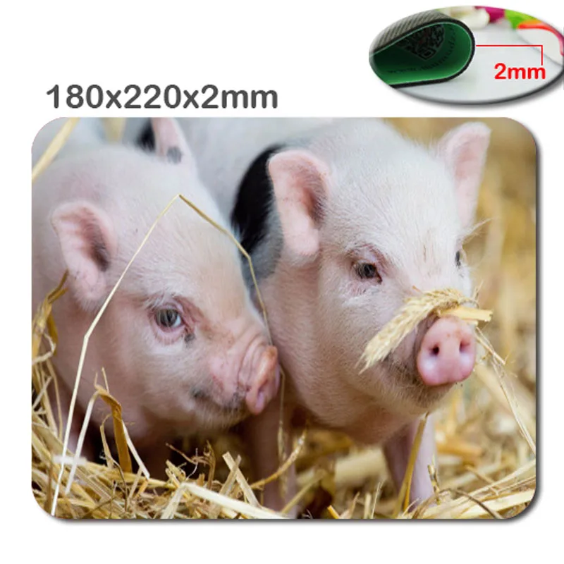 Both of cute little pigs Anti-Slip Rectangle Mouse Pad Customized Supported 220mmx180mmx2mm Cool Non-slip and Durable | Компьютеры и