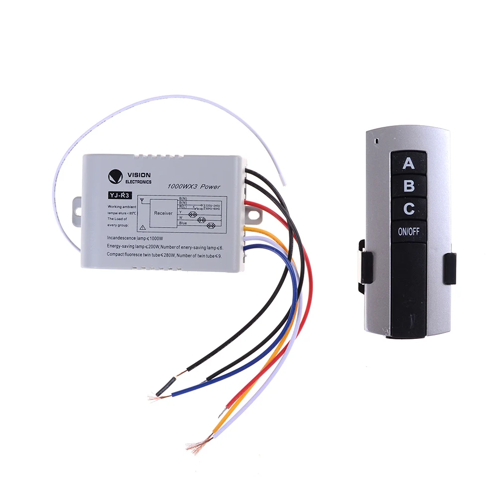 3 Ways ON/OFF AC 220V 3000W Wireless Receiver Lamp Light Remote Control Switch For &amp | Обустройство дома