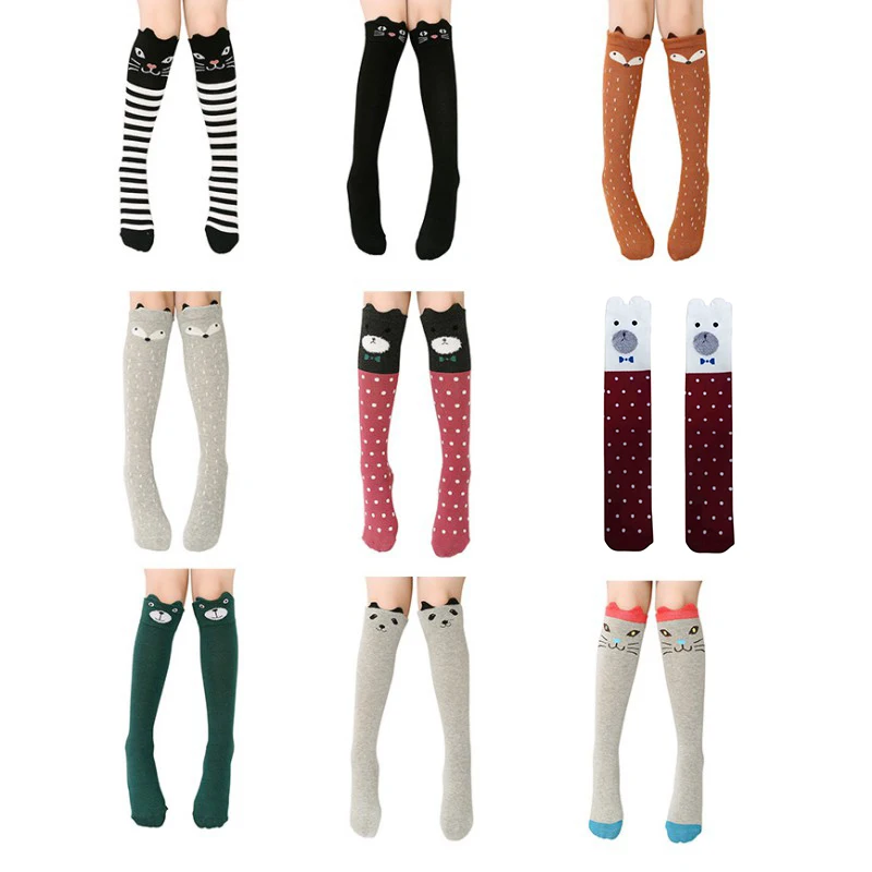 

Kids Children Girls Princess Stockings Cartoon Cotton Over Calf Knee High Knit Stockings Animal Cat Fox Stockings