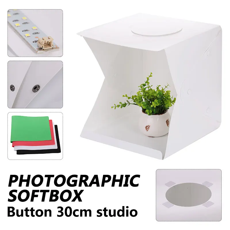 

Portable Folding Lightbox Photography Studio Studio Diffuse Soft Box With LED Light Photography Background Photo Studio Box