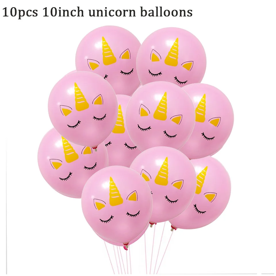 10pcs pink 10inch unicorn balloons