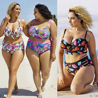 

sexy Women printed floral Push Up Padded Size Plus Bikini Set high waist bandage swimsuit Bathingsuit swimwear beachwear biquini