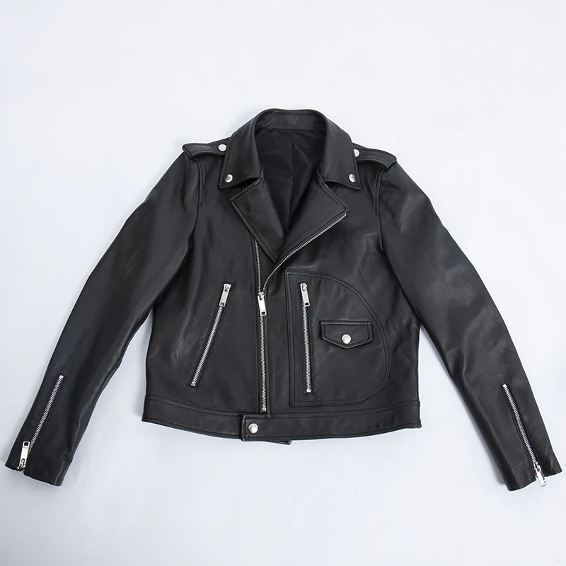 

Autumn Genuine Leather Jacket Women 2019 Fashion Real Sheepskin Coat Rivet Motorcycle Biker Jacket Female Sheep Leather Coat