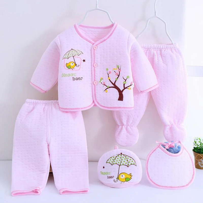 stylish baby clothing set Bekamille 5pcs/set Autumn Winter Newborn sets Baby warm Cotton Girls Boys cartoon suits  infant kids clothing Good quality baby clothing set line