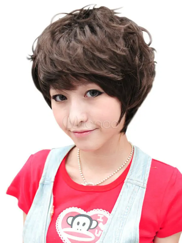 ZCD wig.01241 free Fashion Short Curly Brown Synthetic Woman's Wig |