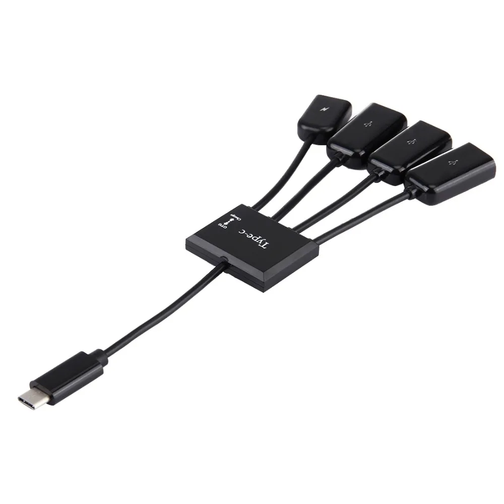 Портативный 4 в 1 USB-C/Тип-C до 3 Порты USB 2.0 OTG Hub Кабель с micro USB Питание