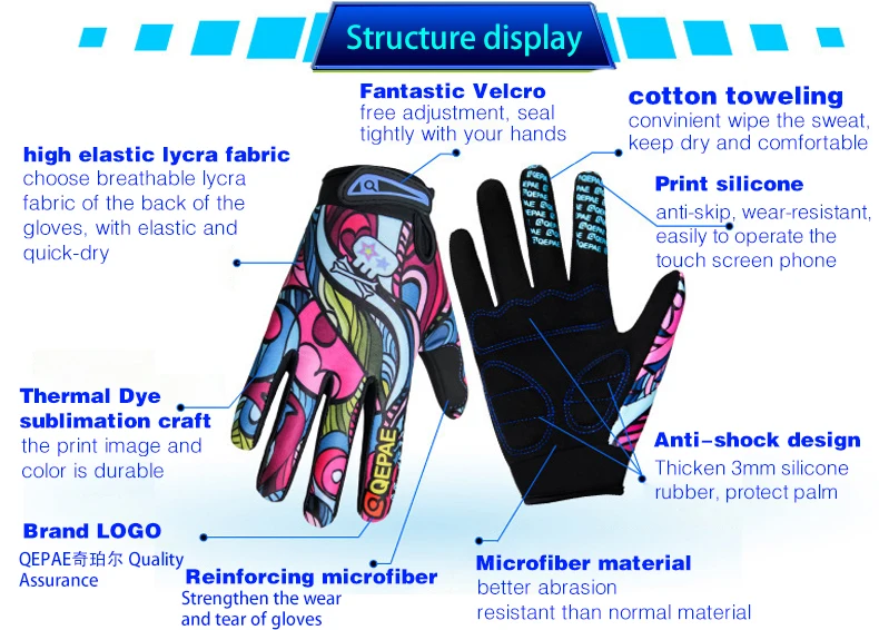 Guantes completos de ciclismo Cycle Zone, color negro