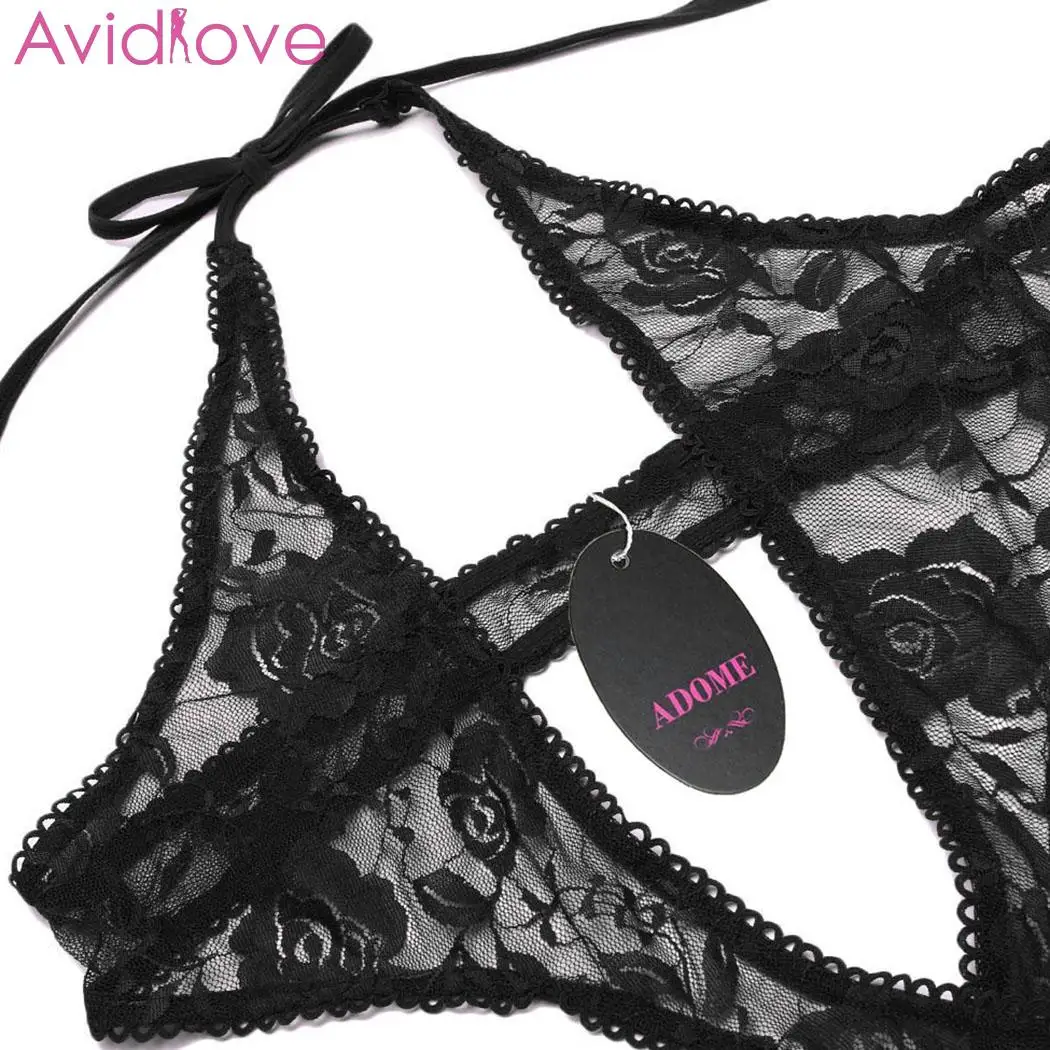 Avidlove женское лоскутное кружевное сексуальное боди с лямкой на шее нижнее белье