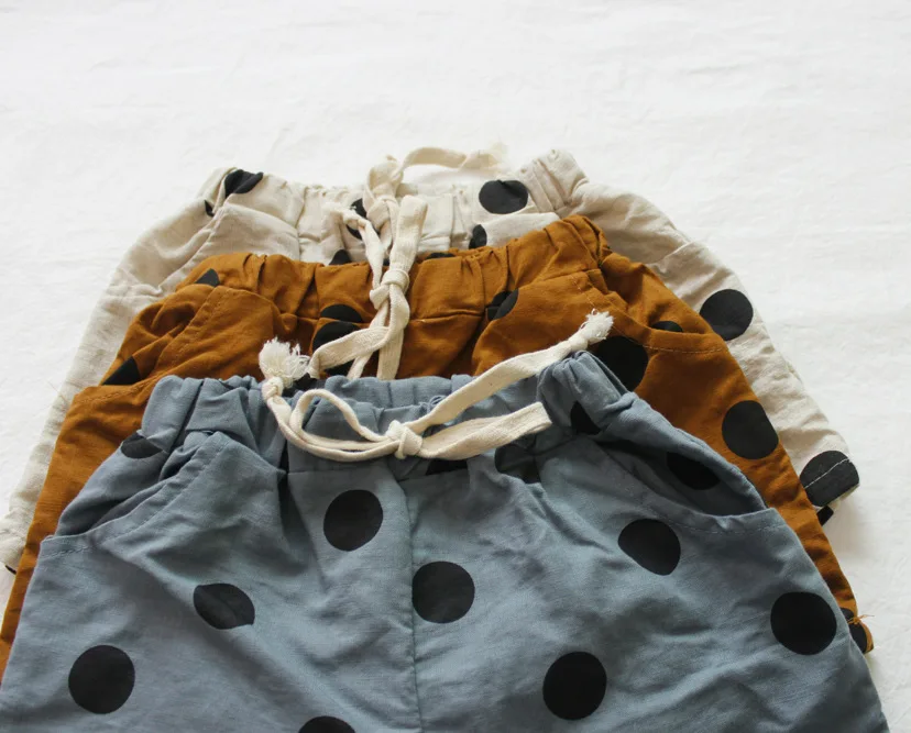 Детские хлопковые шорты летние свободные шорты в горошек для отдыха шорты для маленьких мальчиков и девочек детская одежда