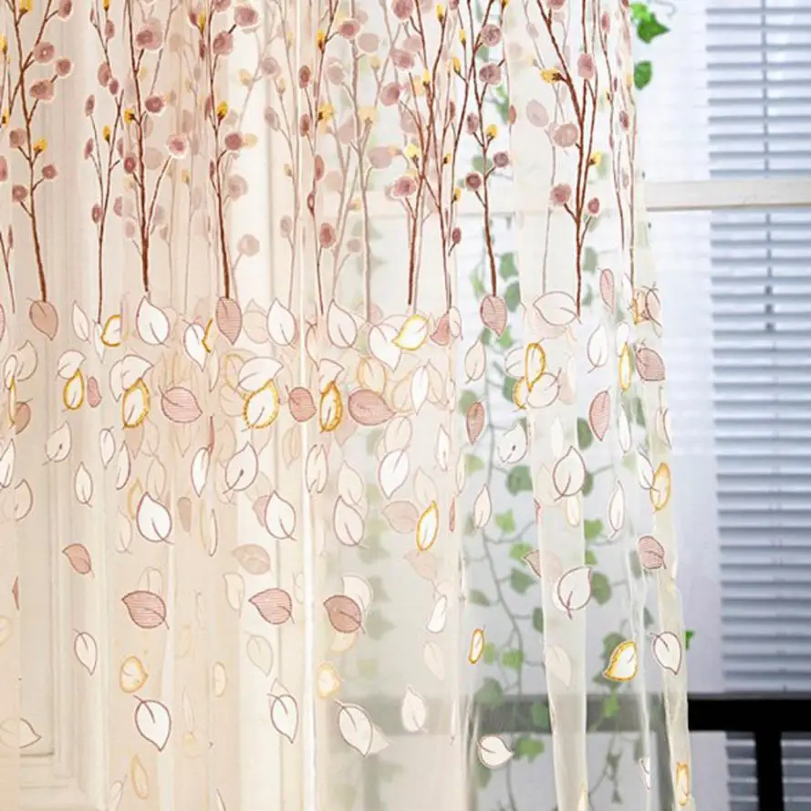 

Floral Tulle Door Window Curtain Drape Panel Sheer Scarf Valances kitchen curtains living room window tulle curtain