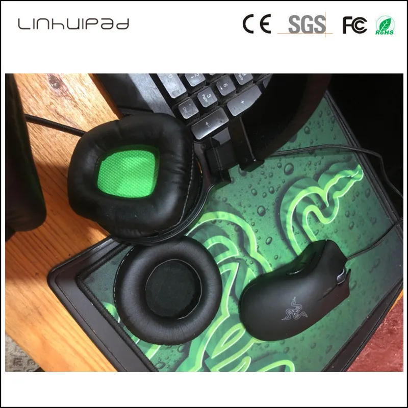 Linhuipad 2Pcs Pairs Replace Ear Pads Cushions Ear Cups Cover Soft Leather Repair Parts for Kraken Electra Tiamat 7 1 headphones