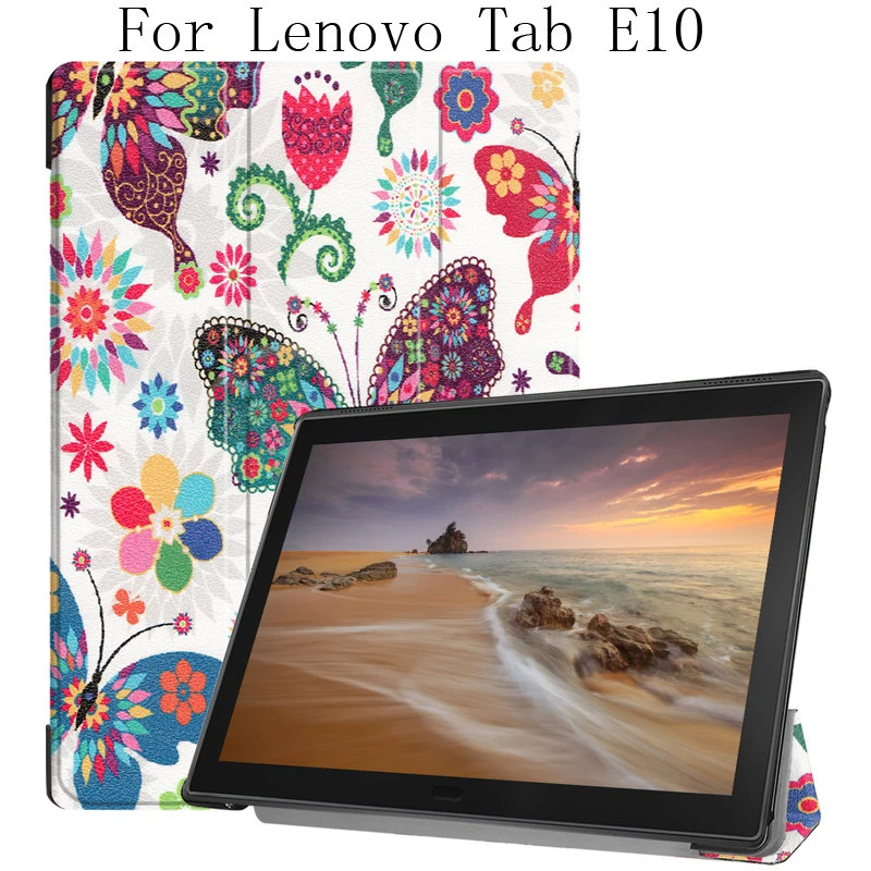 

For Lenovo Tab E10 Case Fashion Protector TabE10 TB-X104 X104F Cover LenovoE10 Casing With Cute Butterfly Girl Tower Painting