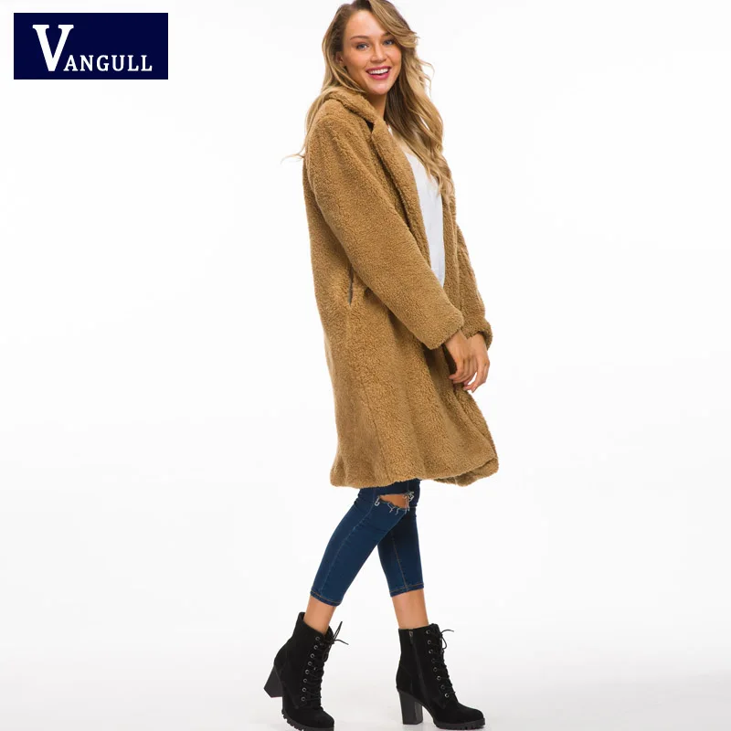 Vangull длинное меховое пальто для женщин, зимнее пушистое меховое пальто, куртка, элегантные большие длинные куртки, новая мода, осенняя женская верхняя одежда