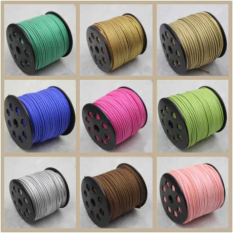 

100 yards/diy jewelry accessories wire 3mm surface gold powder velvet leather cord