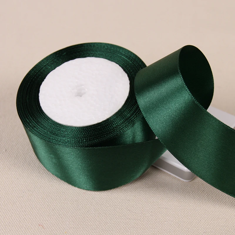 25 ярдов темно-зеленая шелковая Атласная Лента Свадебная вечеринка украшение дома Подарочная одежда швейная ткань бант Материал DIY аксессуары для волос - Цвет: 38mm Dark Green