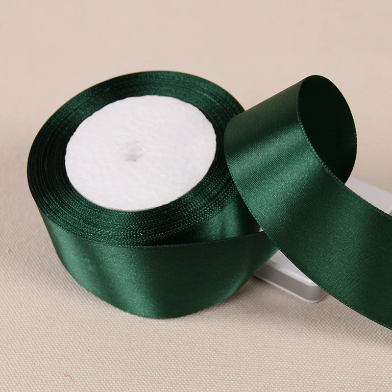 Dark Green Silk Satin Ribbon - 25 Yards for Wedding & Home Decor, Gift Wrapping, Sewing & DIY Accessories