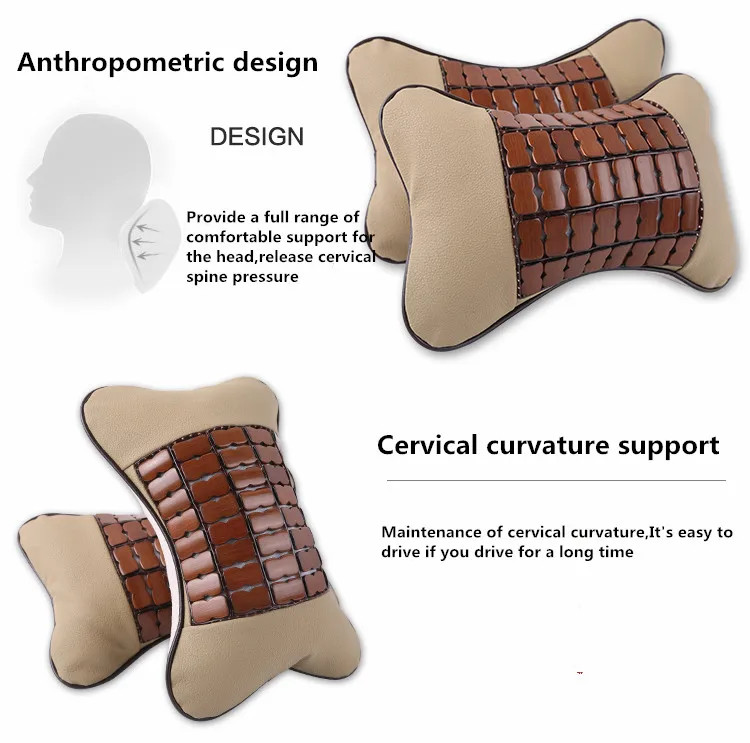 Автомобильный подголовник для шеи подушка, подушка на транспортном средстве по бамбуковой головки Подушка обхват талии протектор для транспортного средства