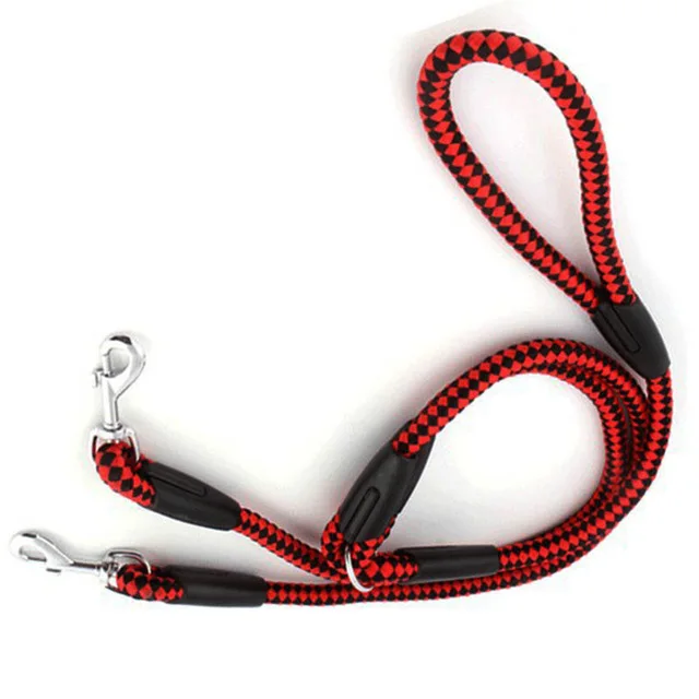DSOFT, двойная Тяговая веревка для домашних животных, двойной пояс для собак, крепкая нейлоновая собачья цепь DU029 - Цвет: red