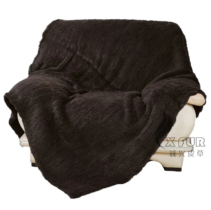 

CX-D-16B 150X200CM Custom Made Hand Knitted Rabbit Fur Blanket ~ DROP SHIPPING