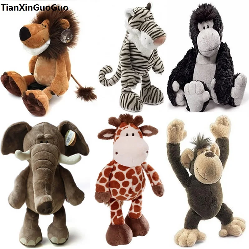 

about 25cm jungle series animal elephant ,lion,tiger,giraffe,monkey,orangutan plush toy soft doll baby toys gift s0512