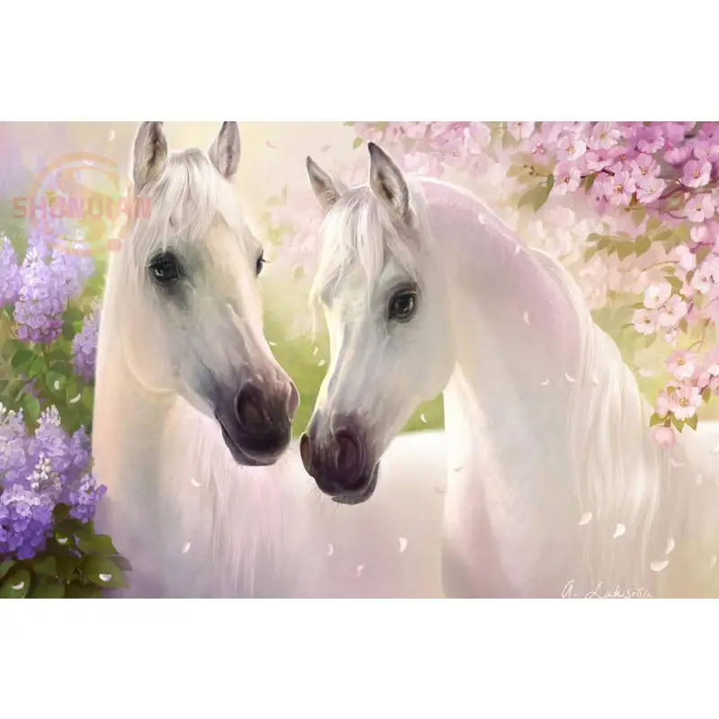

Beautiful White Horse Poster Print Silk Fabric Print Poster Print Cloth Fabric Wall Poster Custom Satin Poster YF-&13