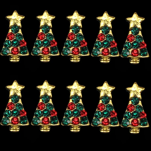 10 шт 3D Рождественская елка форма сплава дизайн ногтей стикер украшения талисманы шпильки