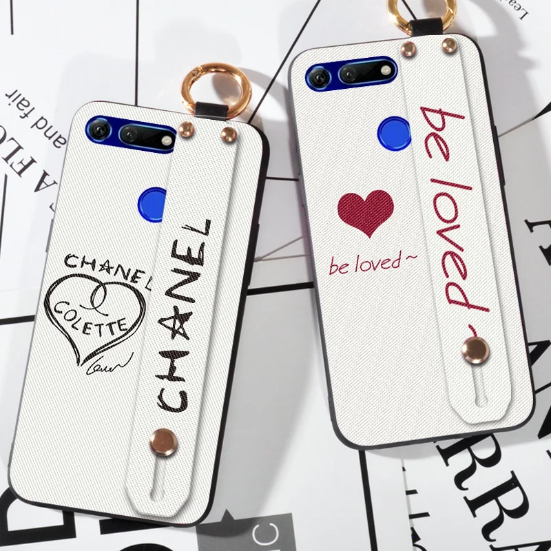 

Wrist Strap Hand Band Case For Huawei Honor V9 V10 V20 Silicone Love Hot Case For Huawei Honor View 20 10 Stand Coque
