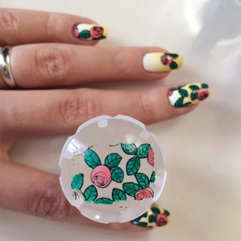 

Clear Jelly Nail Stamper with Cap Nail Art Clear Silicone Marshmallow Stamper and Scraper Set Manicure Nail Art Stamping Kit