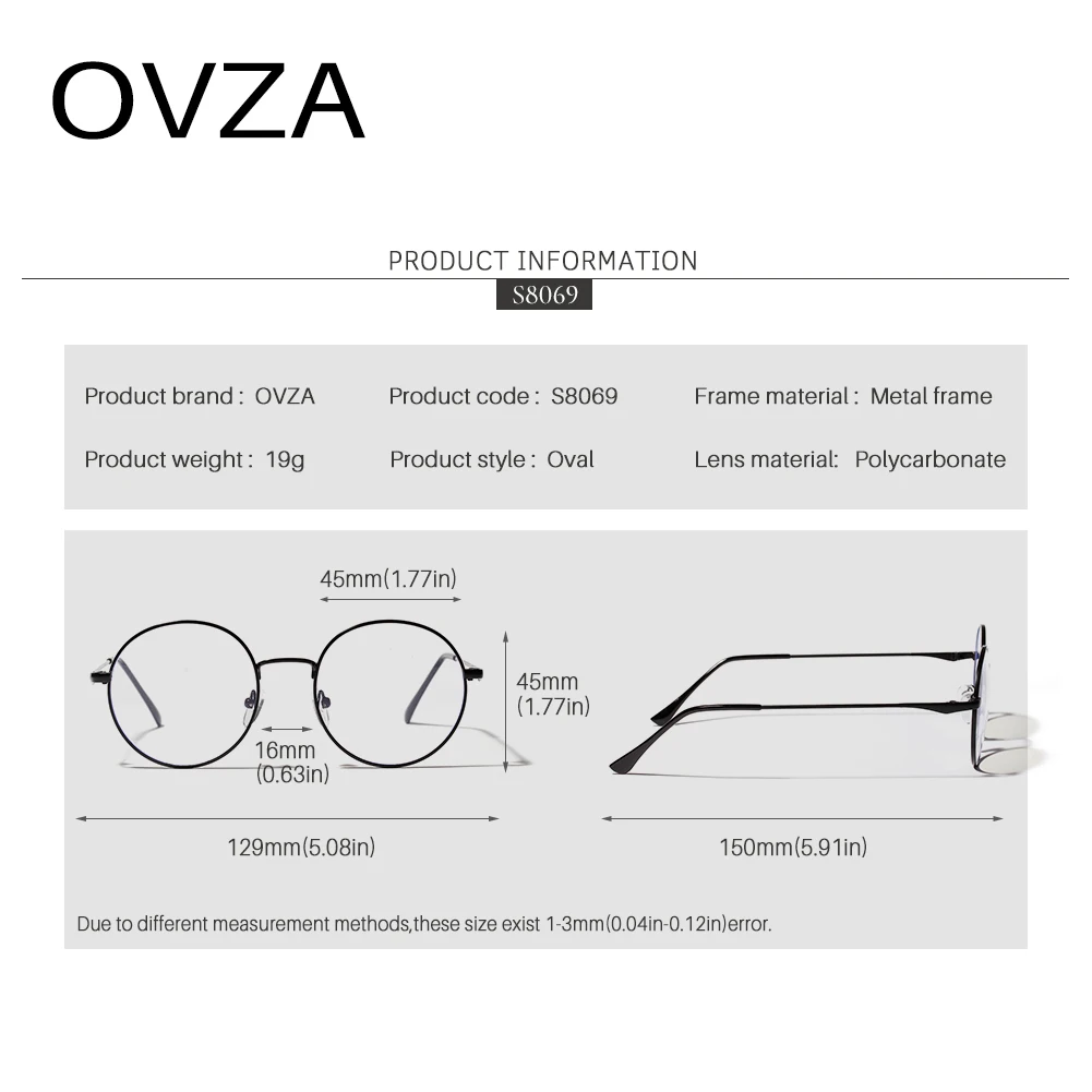 OVZA круглая оправа для очков женские Модные металлические очки прозрачные линзы мужские круглые оправы для очков высокое качество S8069