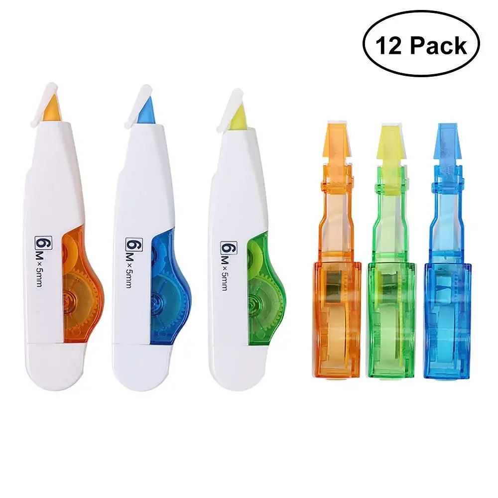 

MYLIFEUNIT Kawaii Press Type Pen Style White Out Tape Decorative Correction Tape Diary Stationery School Supply 12pcs/pack