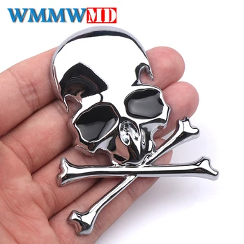 

7.2x6CM 3D Metal Skull Skeleton Crossbones Car Motorcycle Sticker Truck Label Emblem Badge Car Styling Decoration Accessories