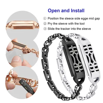 

New Fashion Adjustable Luxury Crystal metal Adsorption Switch Design Wristband For Fitbit Flex 2 Banda de reloj #G1