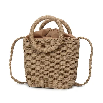 

Straw Woven Bag Handmade Rattan Woven Vintage Retro Straw Rope Knitted Women Crossbody Handbag With Ring Fresh Summer Beach Bag1