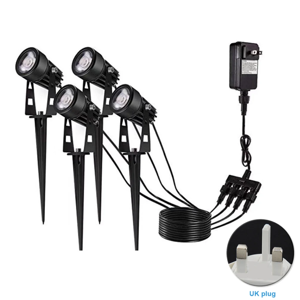 

Garden Patio Lighting Spike Pathway 4 In 1 Waterproof Lawn Lamp LED Bulb Spotlights Yard High Power Landscape Lights