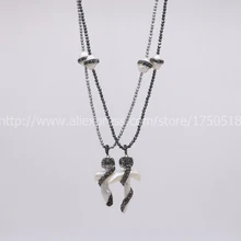 Natural free form cross pearl pave rhinestone 4 pearl beads 28 natural hematite necklace Gems jewelry