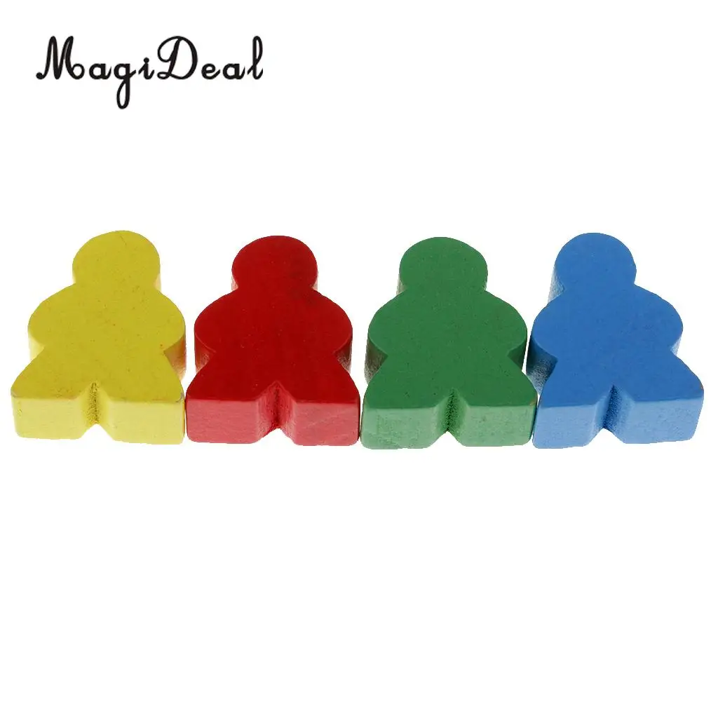 MagiDeal Novelty 50Pcs Assorted Color Human Shape Wooden Chess for Kids Board Game Educational Toys Gifts 24 x 19 x 9 mm Multi