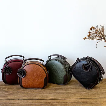 

JIULIN 2019 New Korean Version Retro Pu Women's Bag Postman Oil Wax Fabric Slant Handbag