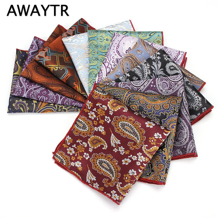 AWAYTR Wedding Business Cotton Polka Dot Chest Towel Floral Pocket